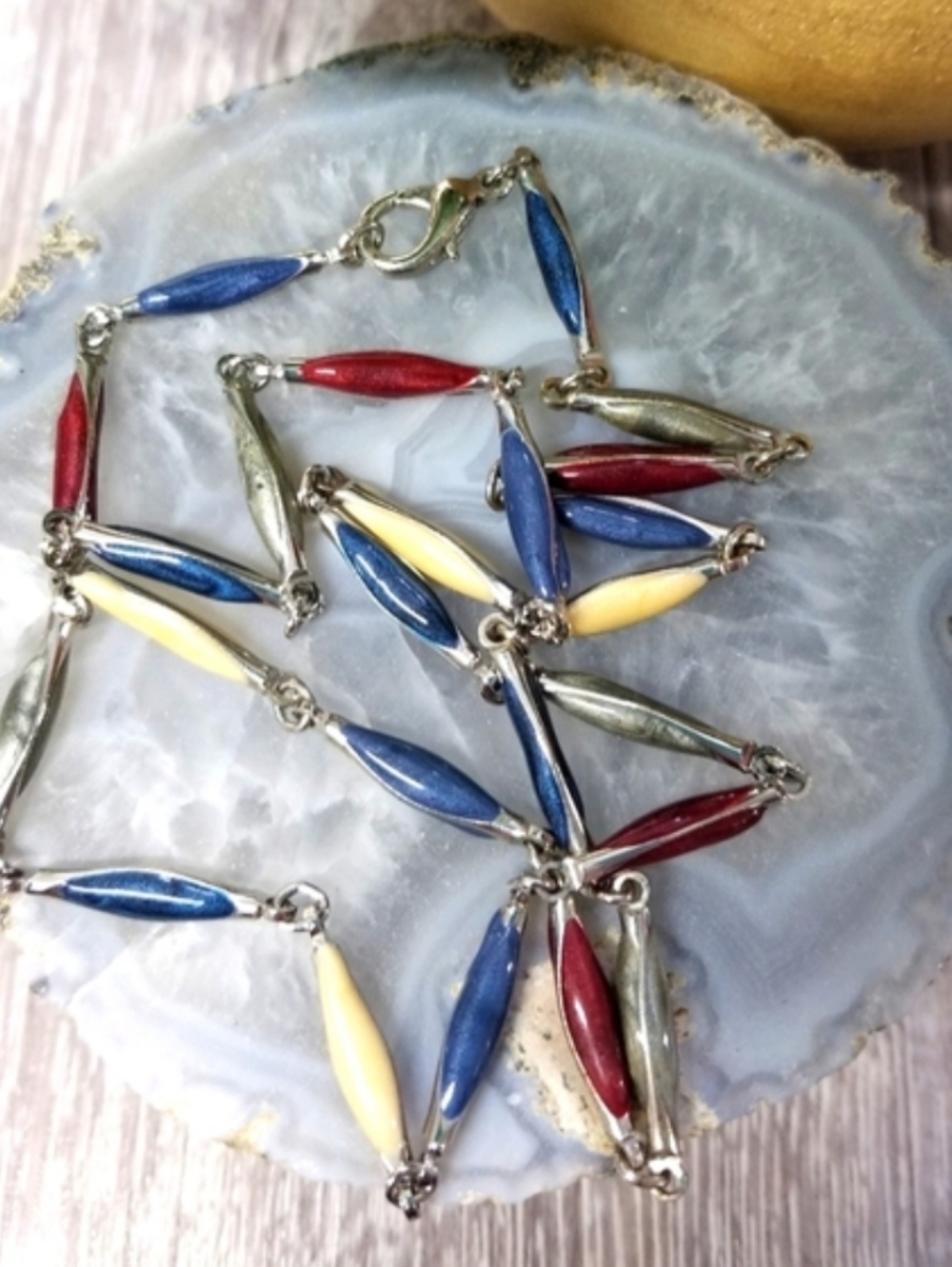 Pretty enameled vintage necklace - Picture 3 of 3